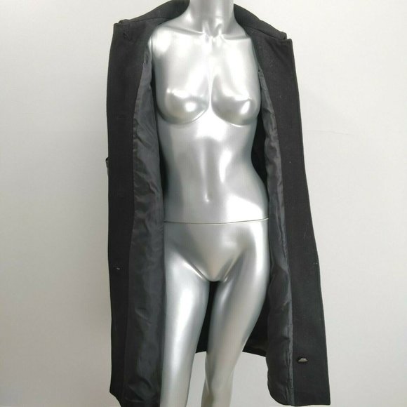 NWT Jones New York Size 6 Black Button Front Long Wool Blend Puffer Sleeve Coat - Picture 7 of 10